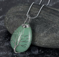 Thumbnail for Celtic Tree Of Life Pendant & Chain On Teardrop Semi-Precious Stone